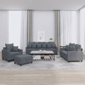 vidaXL, vidaXL 4-tlg. Sofagarnitur mit Kissen Dunkelgrau Samt