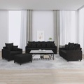 vidaXL, vidaXL 4-tlg. Sofagarnitur mit Kissen Schwarz Samt