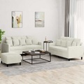vidaXL, vidaXL 3-tlg. Sofagarnitur mit Kissen Creme Samt