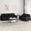 vidaXL, vidaXL 2-tlg. Sofagarnitur mit Kissen Schwarz Samt