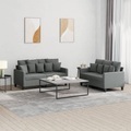vidaXL, vidaXL 2-tlg. Sofagarnitur mit Kissen Dunkelgrau Stoff