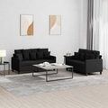 vidaXL, vidaXL 2-tlg. Sofagarnitur mit Kissen Schwarz Stoff