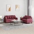 vidaXL, vidaXL 2-tlg. Sofagarnitur mit Kissen Weinrot Stoff