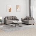 vidaXL, vidaXL 2-tlg. Sofagarnitur mit Kissen Taupe Stoff