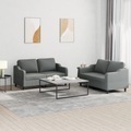vidaXL, vidaXL 2-tlg. Sofagarnitur mit Kissen Dunkelgrau Stoff