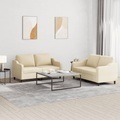 vidaXL, vidaXL 2-tlg. Sofagarnitur mit Kissen Creme Stoff