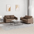 vidaXL, vidaXL 2-tlg. Sofagarnitur mit Kissen Braun Stoff