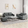 vidaXL, vidaXL 3-tlg. Sofagarnitur mit Kissen Dunkelgrau Stoff