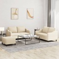 vidaXL, vidaXL 3-tlg. Sofagarnitur mit Kissen Creme Stoff