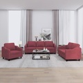 vidaXL, vidaXL 3-tlg. Sofagarnitur mit Kissen Weinrot Stoff