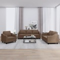 vidaXL, vidaXL 3-tlg. Sofagarnitur mit Kissen Braun Stoff