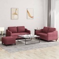 vidaXL, vidaXL 3-tlg. Sofagarnitur mit Kissen Weinrot Stoff