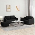 vidaXL, vidaXL 3-tlg. Sofagarnitur mit Kissen Schwarz Stoff