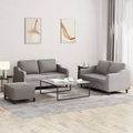 vidaXL, vidaXL 3-tlg. Sofagarnitur mit Kissen Taupe Stoff