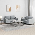 vidaXL, vidaXL 2-tlg. Sofagarnitur mit Kissen Hellgrau Stoff