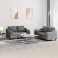 vidaXL, vidaXL 2-tlg. Sofagarnitur mit Kissen Dunkelgrau Stoff