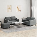 vidaXL, vidaXL 3-tlg. Sofagarnitur mit Kissen Dunkelgrau Stoff