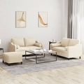 vidaXL, vidaXL 3-tlg. Sofagarnitur mit Kissen Creme Stoff
