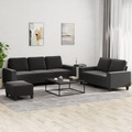 vidaXL, vidaXL 3-tlg. Sofagarnitur Schwarz Stoff