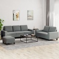 vidaXL, vidaXL 3-tlg. Sofagarnitur Dunkelgrau Stoff