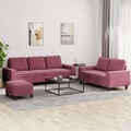 vidaXL, vidaXL 3-tlg. Sofagarnitur Weinrot Stoff