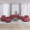 vidaXL, vidaXL 4-tlg. Sofagarnitur Weinrot Stoff