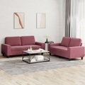 vidaXL, vidaXL 2-tlg. Sofagarnitur Weinrot Stoff