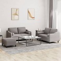 vidaXL, vidaXL 3-tlg. Sofagarnitur mit Kissen Taupe Stoff