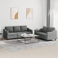 vidaXL, vidaXL 2-tlg. Sofagarnitur mit Kissen Dunkelgrau Stoff