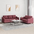 vidaXL, vidaXL 2-tlg. Sofagarnitur mit Kissen Weinrot Stoff