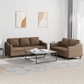 vidaXL, vidaXL 2-tlg. Sofagarnitur mit Kissen Braun Stoff