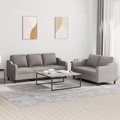 vidaXL, vidaXL 2-tlg. Sofagarnitur mit Kissen Taupe Stoff