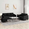 vidaXL, vidaXL 3-tlg. Sofagarnitur mit Kissen Schwarz Stoff