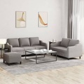 vidaXL, vidaXL 3-tlg. Sofagarnitur mit Kissen Taupe Stoff