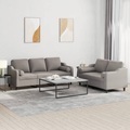 vidaXL, vidaXL 2-tlg. Sofagarnitur mit Kissen Taupe Stoff