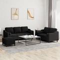 vidaXL, vidaXL 3-tlg. Sofagarnitur mit Kissen Schwarz Stoff