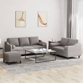 vidaXL, vidaXL 3-tlg. Sofagarnitur mit Kissen Taupe Stoff