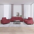 vidaXL, vidaXL 3-tlg. Sofagarnitur Weinrot Stoff