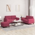 vidaXL, vidaXL 3-tlg. Sofagarnitur mit Kissen Weinrot Samt