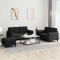 vidaXL, vidaXL 3-tlg. Sofagarnitur mit Kissen Schwarz Samt