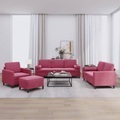 vidaXL, vidaXL 4-tlg. Sofagarnitur mit Kissen Weinrot Samt
