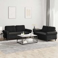 vidaXL, vidaXL 2-tlg. Sofagarnitur mit Kissen Schwarz Samt