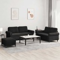 vidaXL, vidaXL 3-tlg. Sofagarnitur mit Kissen Schwarz Samt
