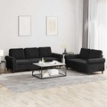 vidaXL, vidaXL 2-tlg. Sofagarnitur mit Kissen Schwarz Samt