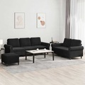 vidaXL, vidaXL 3-tlg. Sofagarnitur mit Kissen Schwarz Samt