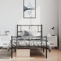vidaXL, vidaXL Bettgestell mit Kopf- und Fußteil Metall Schwarz 100x190 cm