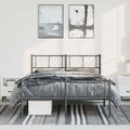 vidaXL, vidaXL Bettgestell mit Kopf- und Fußteil Metall Schwarz 135x190 cm