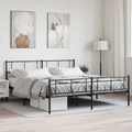 vidaXL, vidaXL Bettgestell mit Kopf- und Fußteil Metall Schwarz 200x200 cm