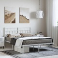 vidaXL, vidaXL Bettgestell mit Kopfteil Metall Weiß 135x190 cm