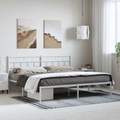 vidaXL, vidaXL Bettgestell mit Kopfteil Metall Weiß 193x203 cm